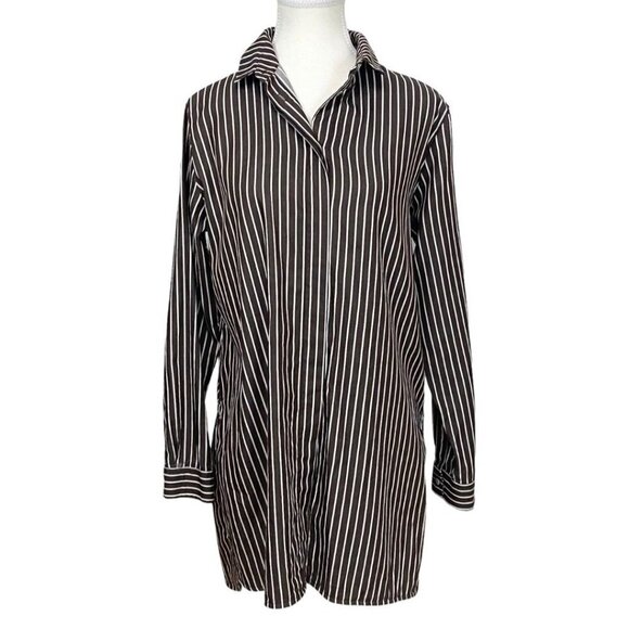 Striped Button Down Shirt - Black and White - Picture 1 of 9